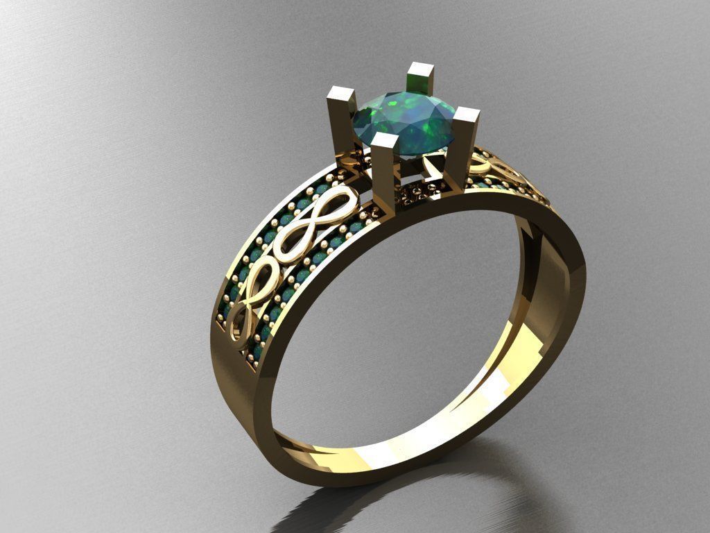 T033- Diamond solitarie ring 3D print model_1