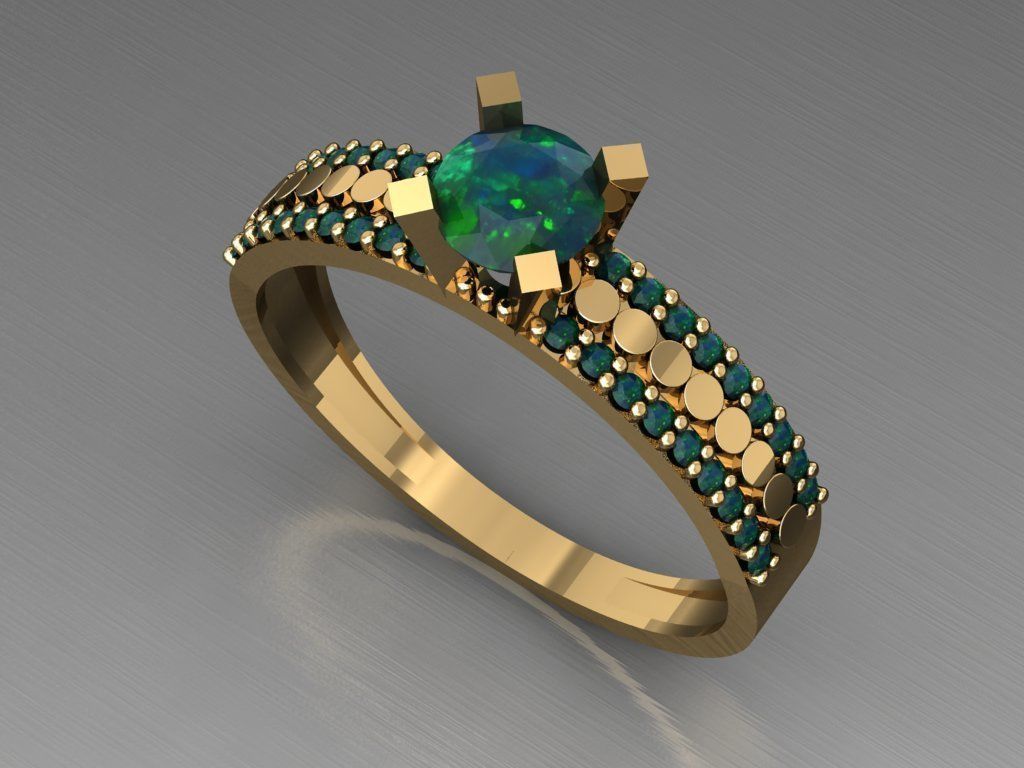 T034- Diamond solitarie ring 3D print model_4