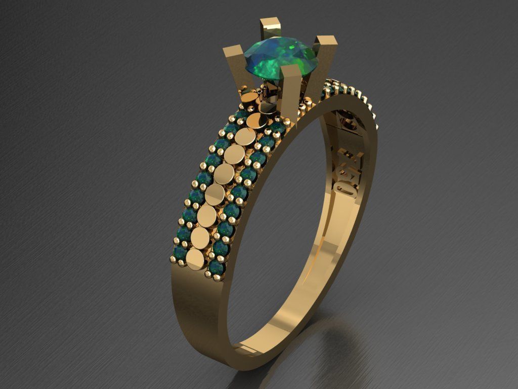 T034- Diamond solitarie ring 3D print model_3