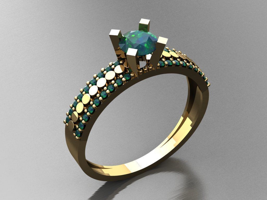 T034- Diamond solitarie ring 3D print model_1