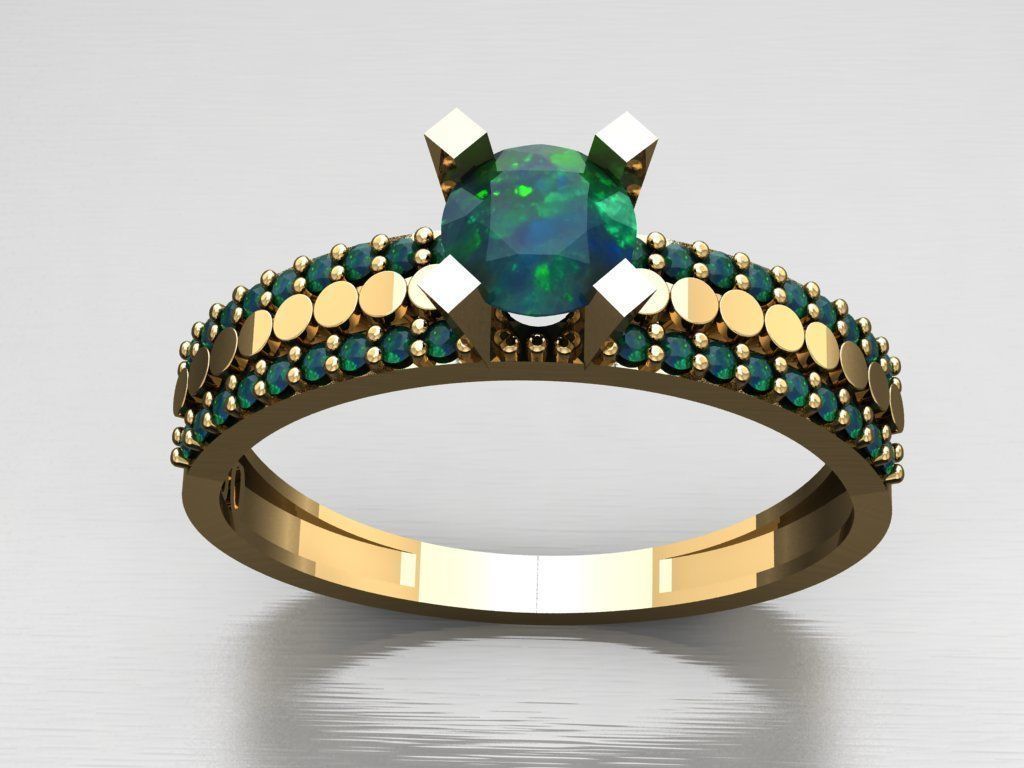 T034- Diamond solitarie ring 3D print model_2