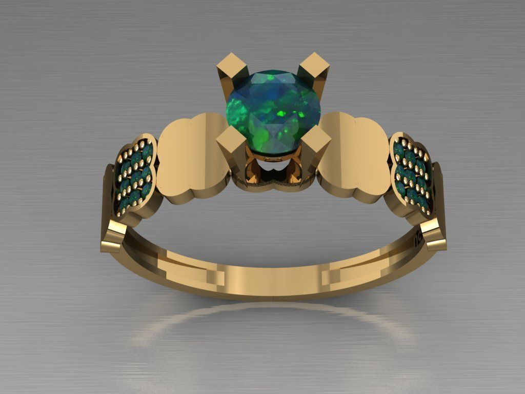 T036- Diamond solitarie ring 3D print model_2