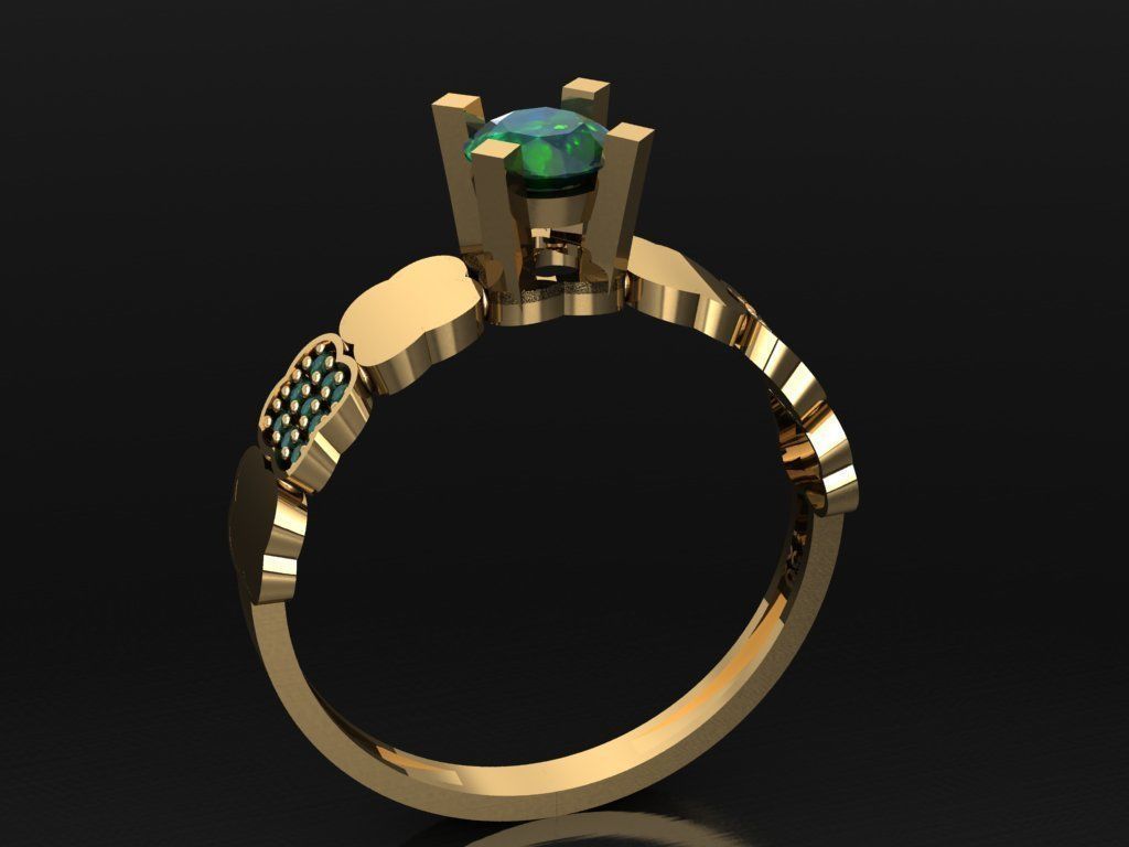 T036- Diamond solitarie ring 3D print model_3