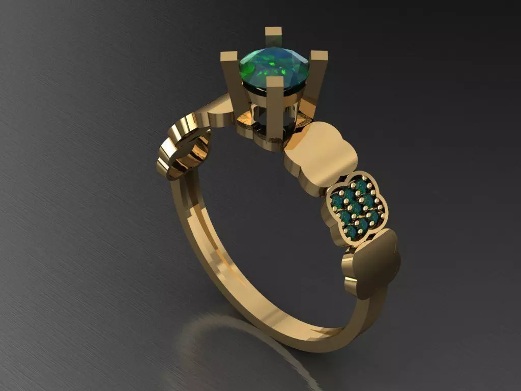 T036- Diamond solitarie ring 3D print model_0