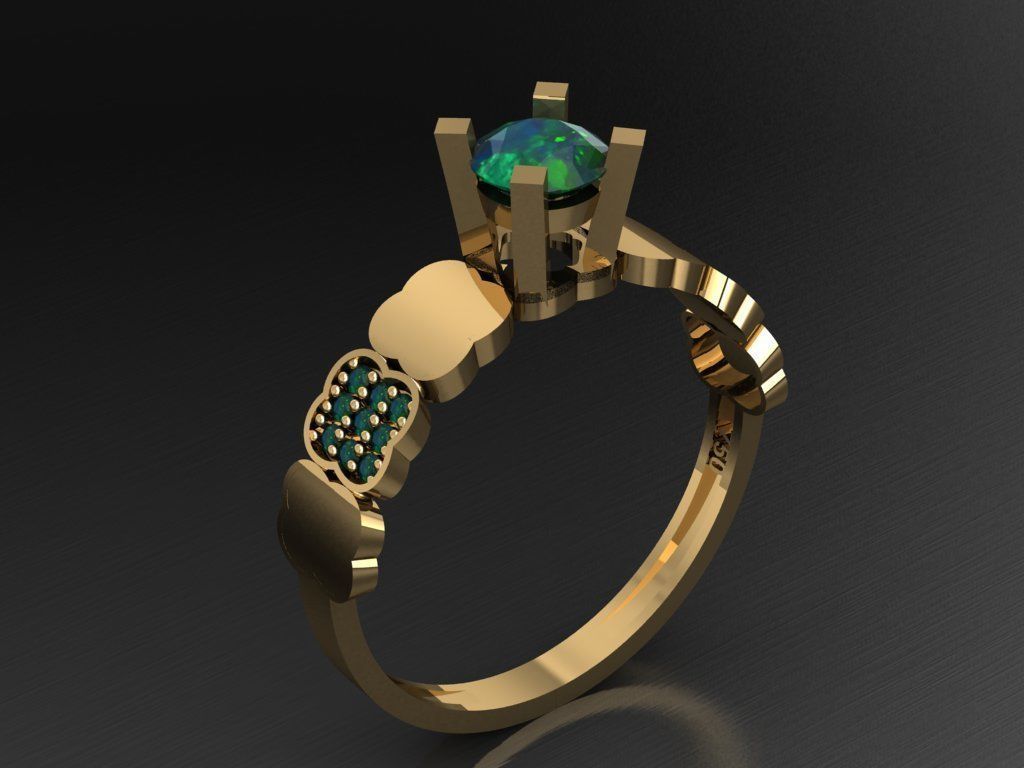 T036- Diamond solitarie ring 3D print model_1