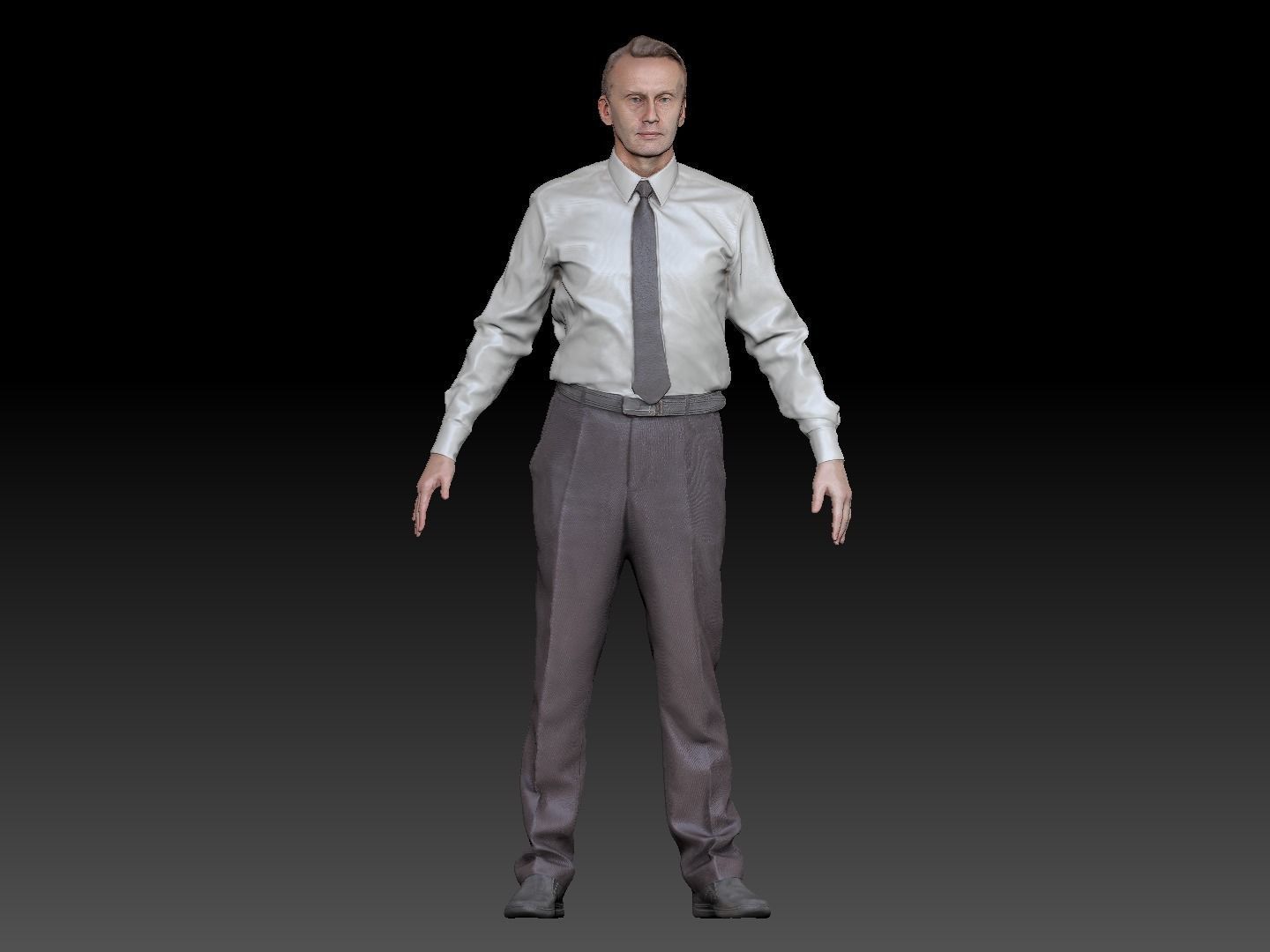 Adult respectable man in a suit in A-pose 176 Low-poly 3D model_5