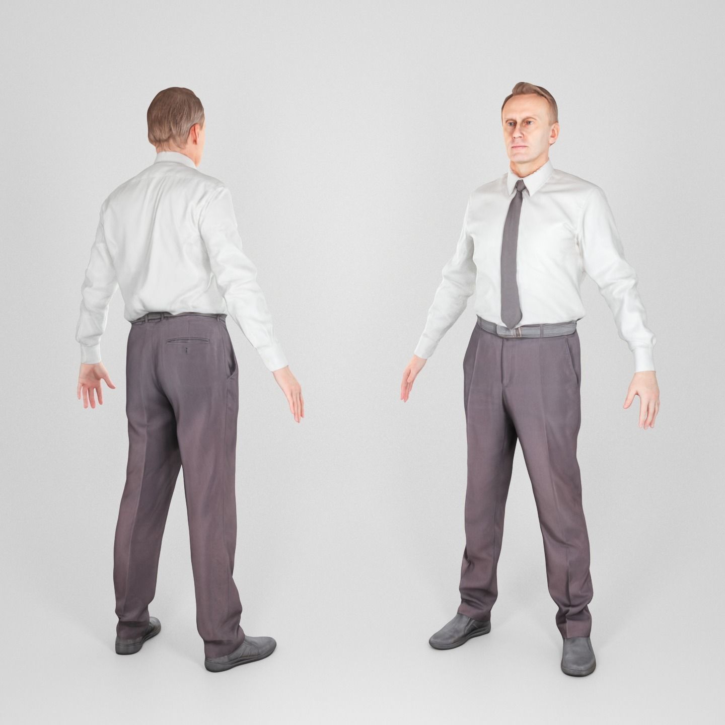 Adult respectable man in a suit in A-pose 176 Low-poly 3D model_1