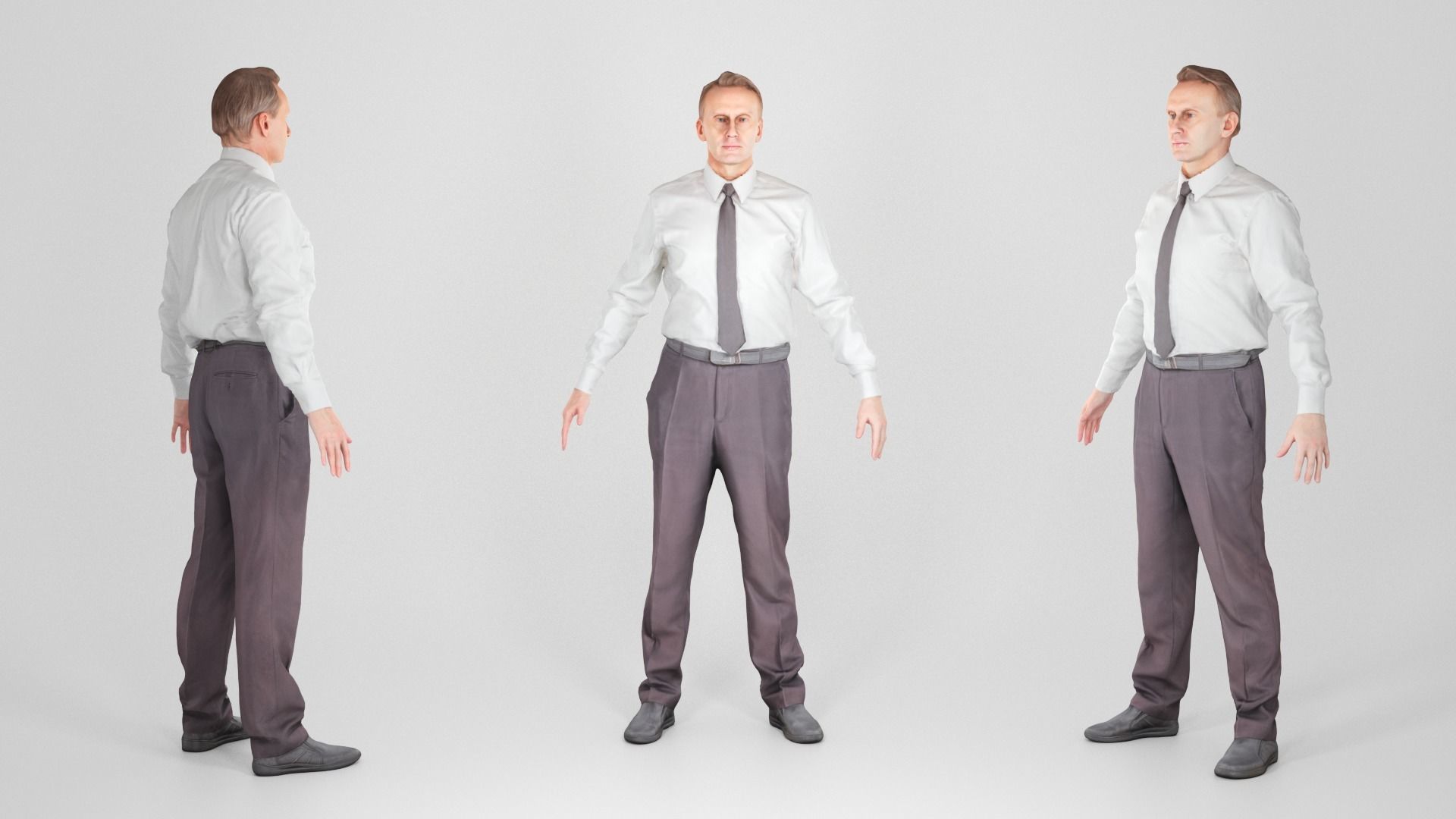 Adult respectable man in a suit in A-pose 176 Low-poly 3D model_2