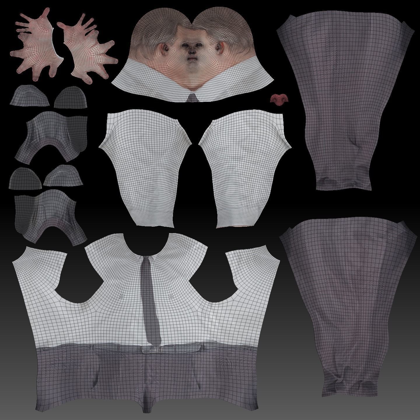 Adult respectable man in a suit in A-pose 176 Low-poly 3D model_7