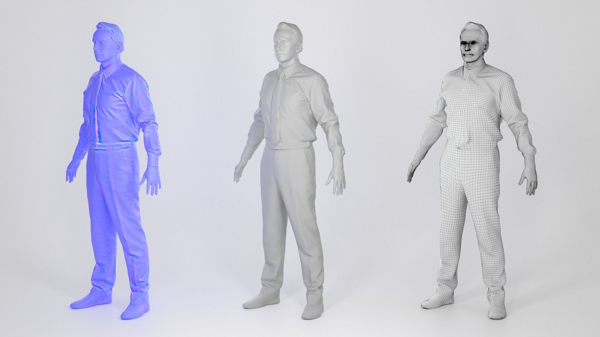 Adult respectable man in a suit in A-pose 176 Low-poly 3D model_3