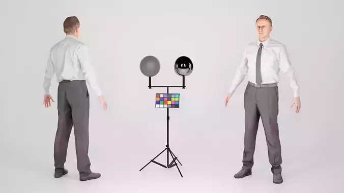 Adult respectable man in a suit in A-pose 176 Low-poly 3D model