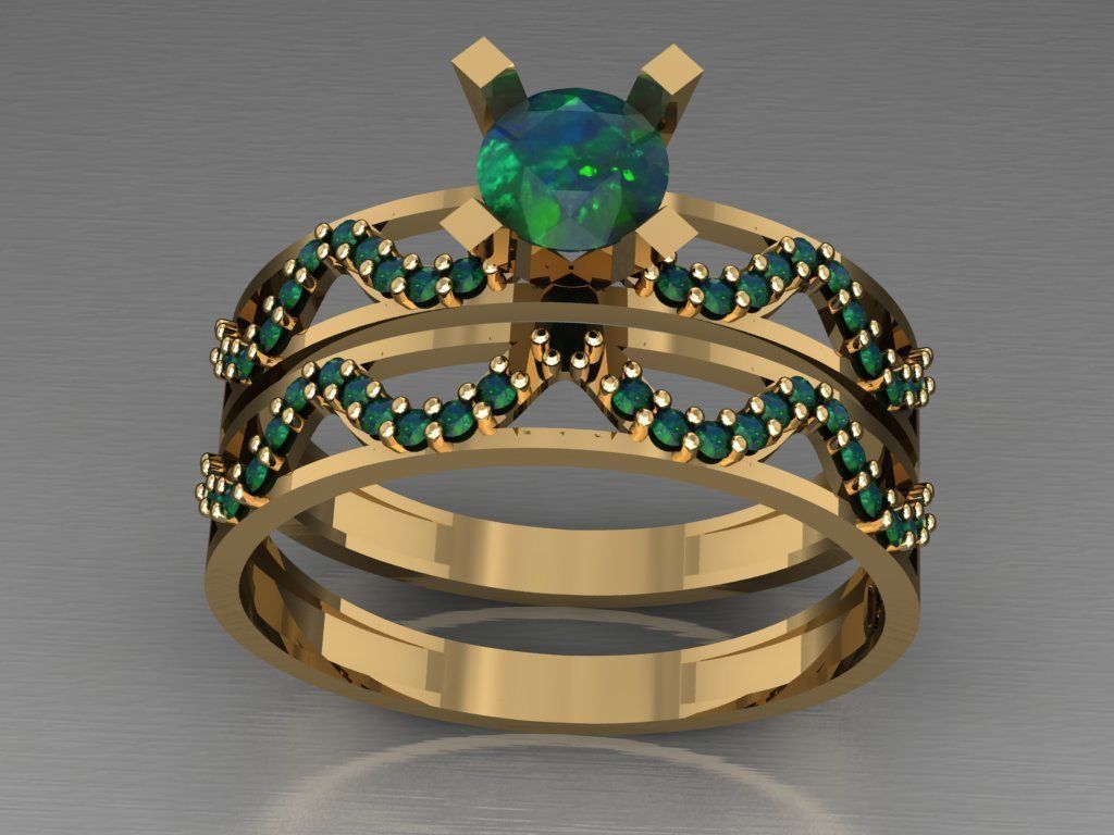 T041- Diamond solitarie ring 3D print model_2