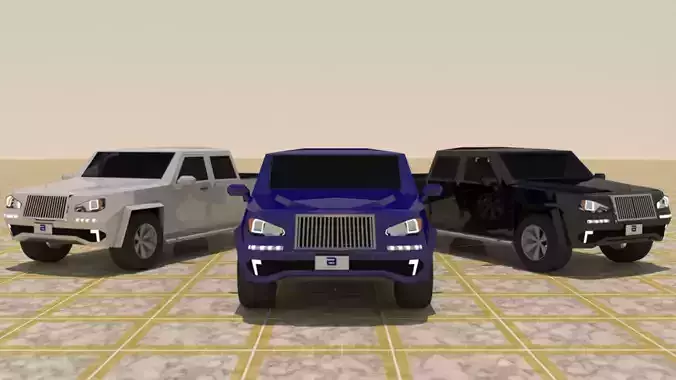 4 Door 4X4 Pick-up Truck Low-poly 3D model