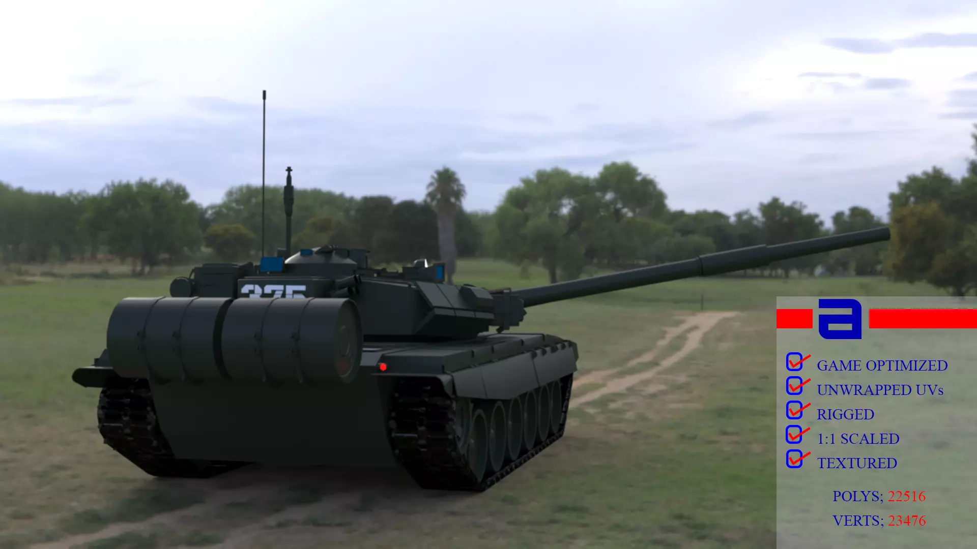 High-Quality T90A Main Battle Tank 3D Model Low-poly 3D model_0