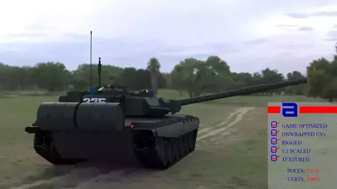 High-Quality T90A Main Battle Tank 3D Model Low-poly 3D model