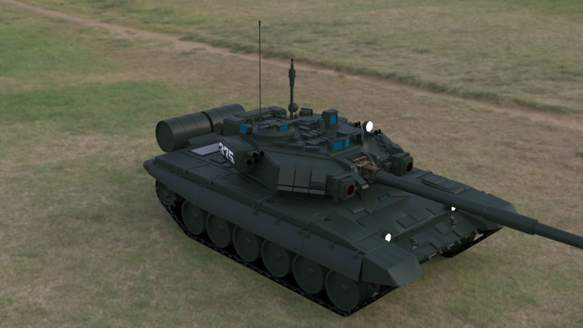 High-Quality T90A Main Battle Tank 3D Model Low-poly 3D model_3