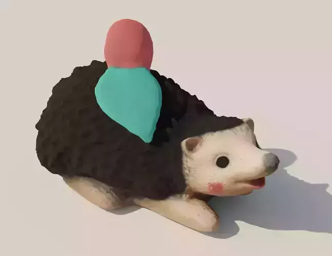 Garden Hedgehog sculpture Low-poly 3D model