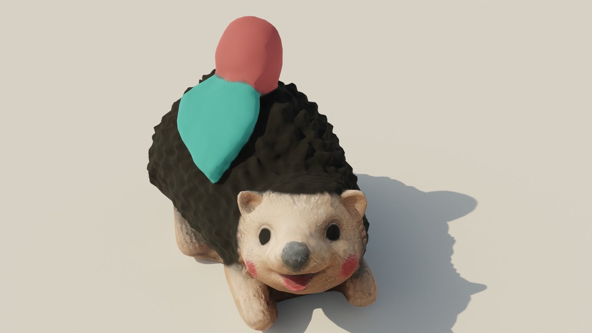 Garden Hedgehog sculpture Low-poly 3D model_11