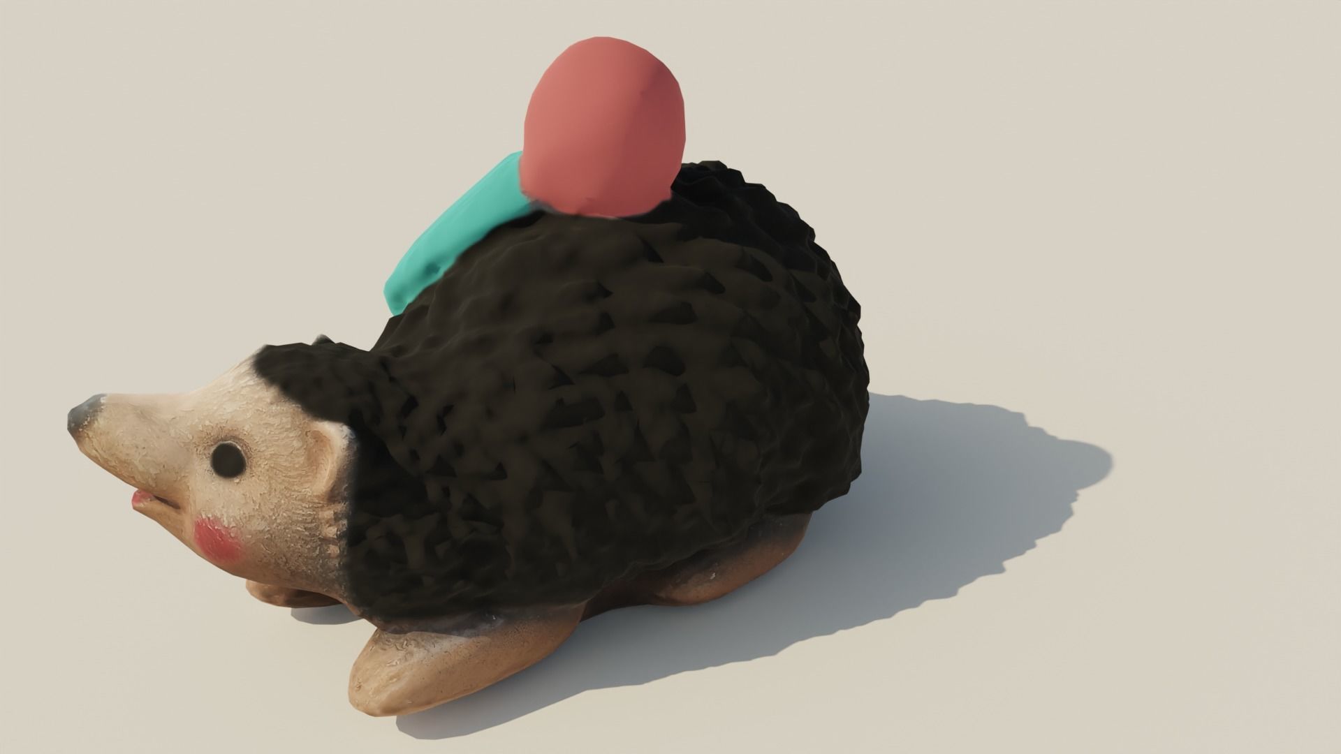 Garden Hedgehog sculpture Low-poly 3D model_9