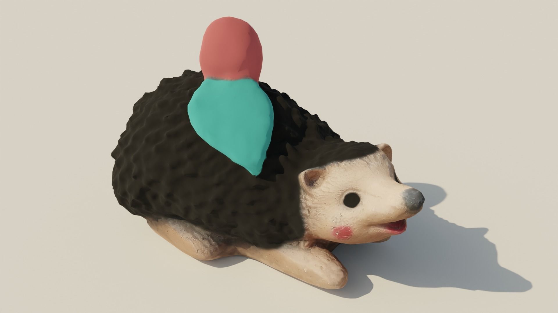 Garden Hedgehog sculpture Low-poly 3D model_2