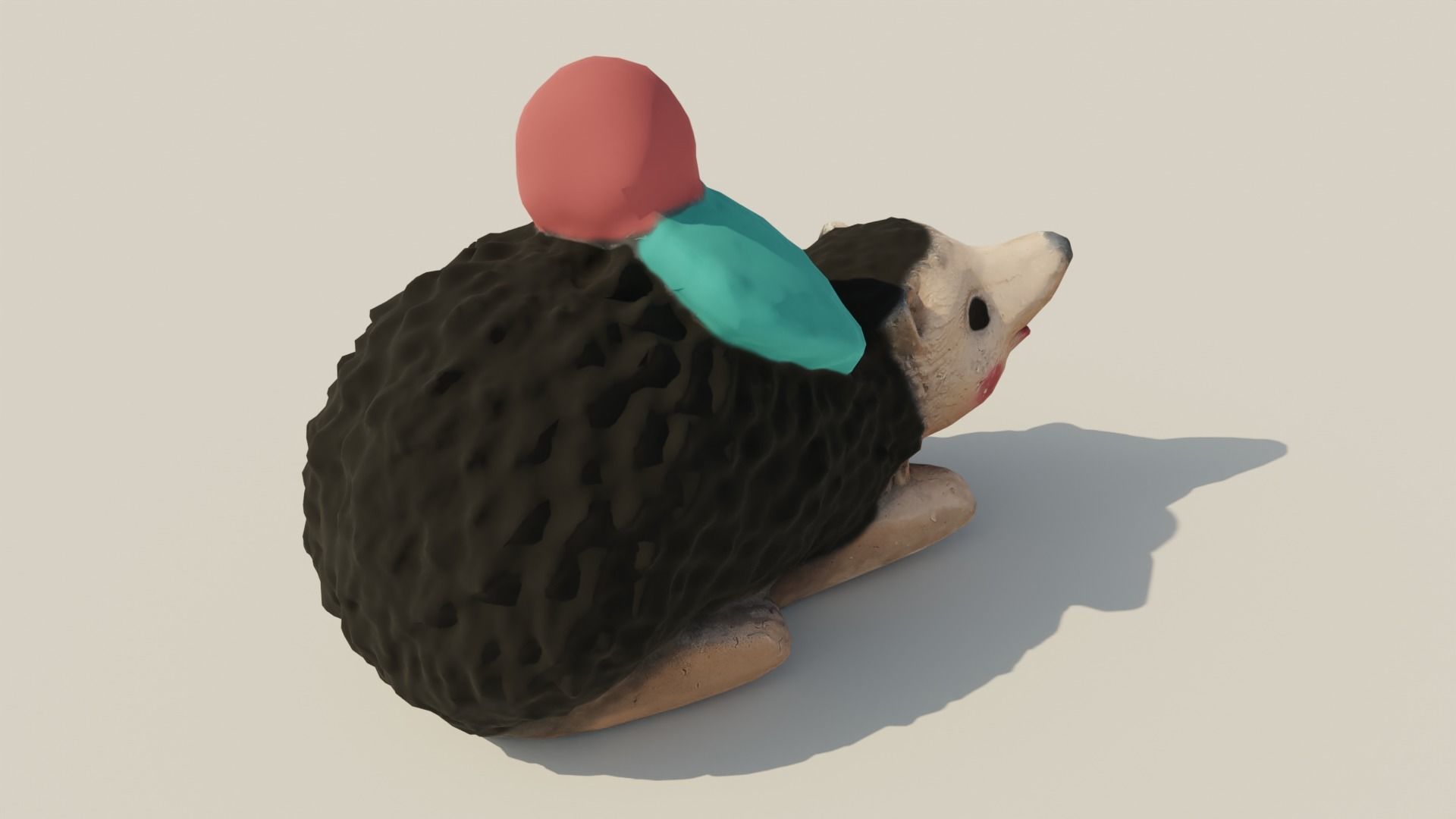 Garden Hedgehog sculpture Low-poly 3D model_4
