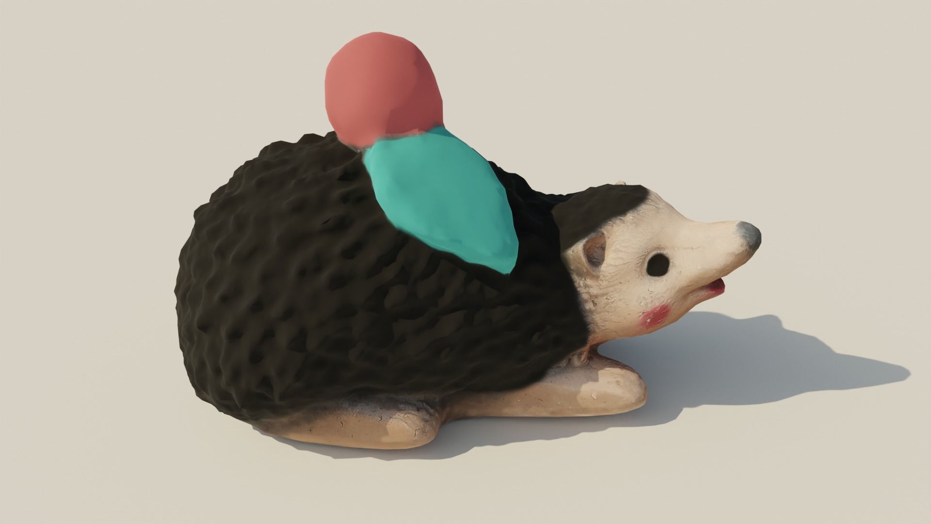 Garden Hedgehog sculpture Low-poly 3D model_3