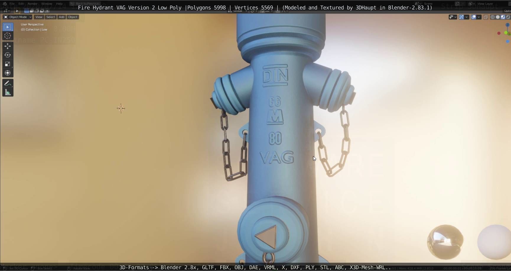   Fire Hydrant VAG Version -2- Low-Poly Version Low-poly 3D model_91