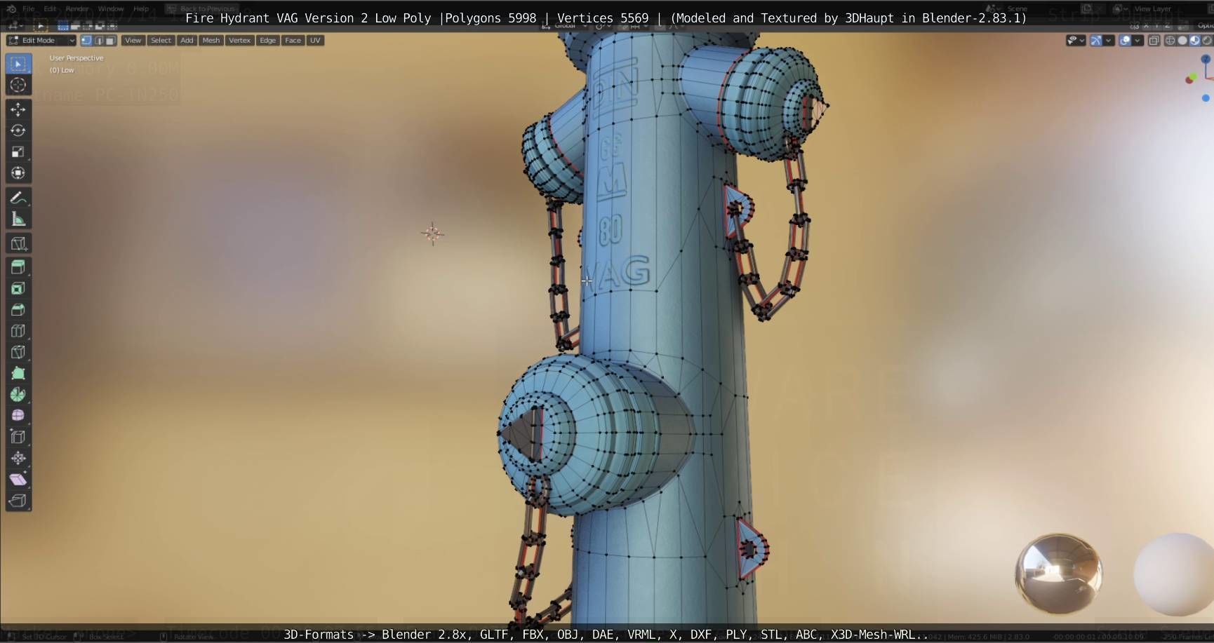   Fire Hydrant VAG Version -2- Low-Poly Version Low-poly 3D model_50