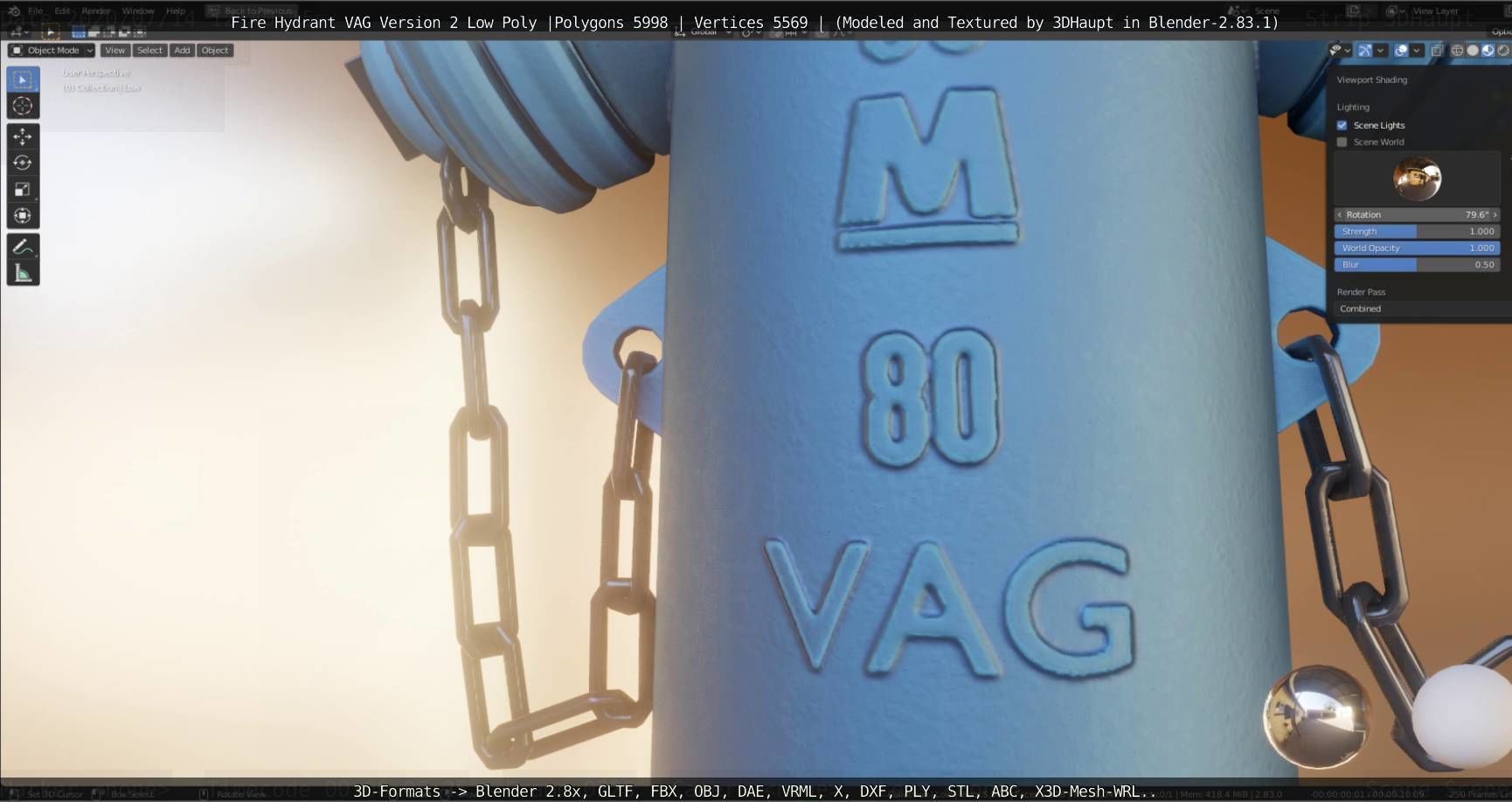   Fire Hydrant VAG Version -2- Low-Poly Version Low-poly 3D model_89