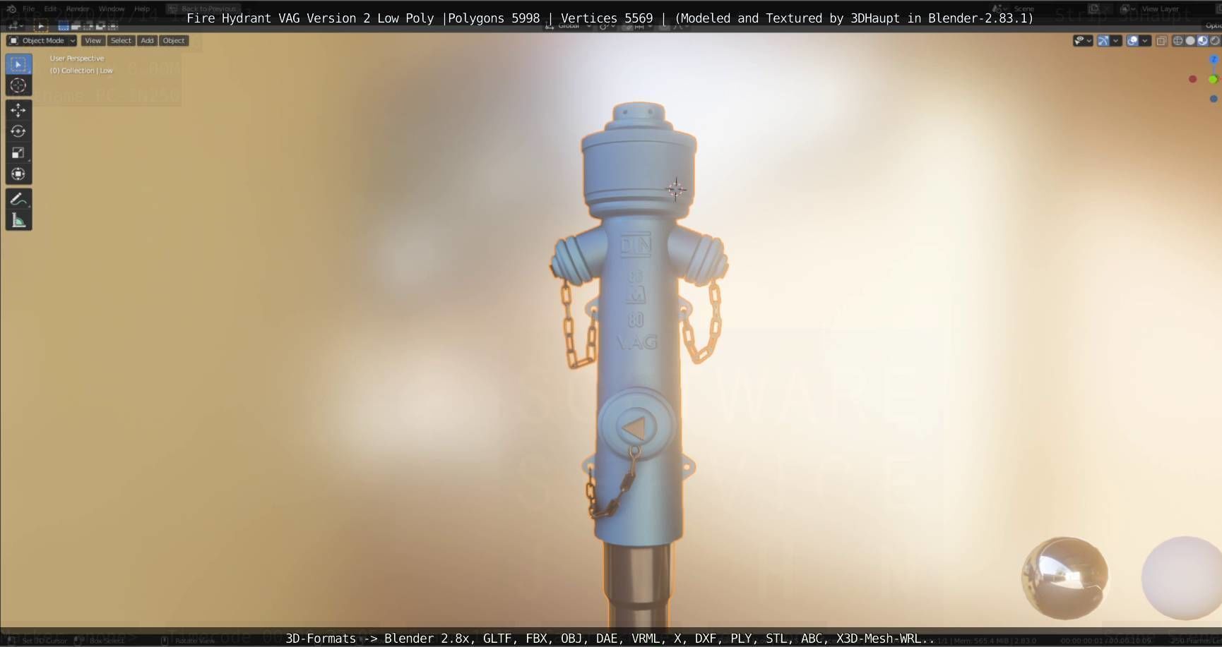   Fire Hydrant VAG Version -2- Low-Poly Version Low-poly 3D model_116
