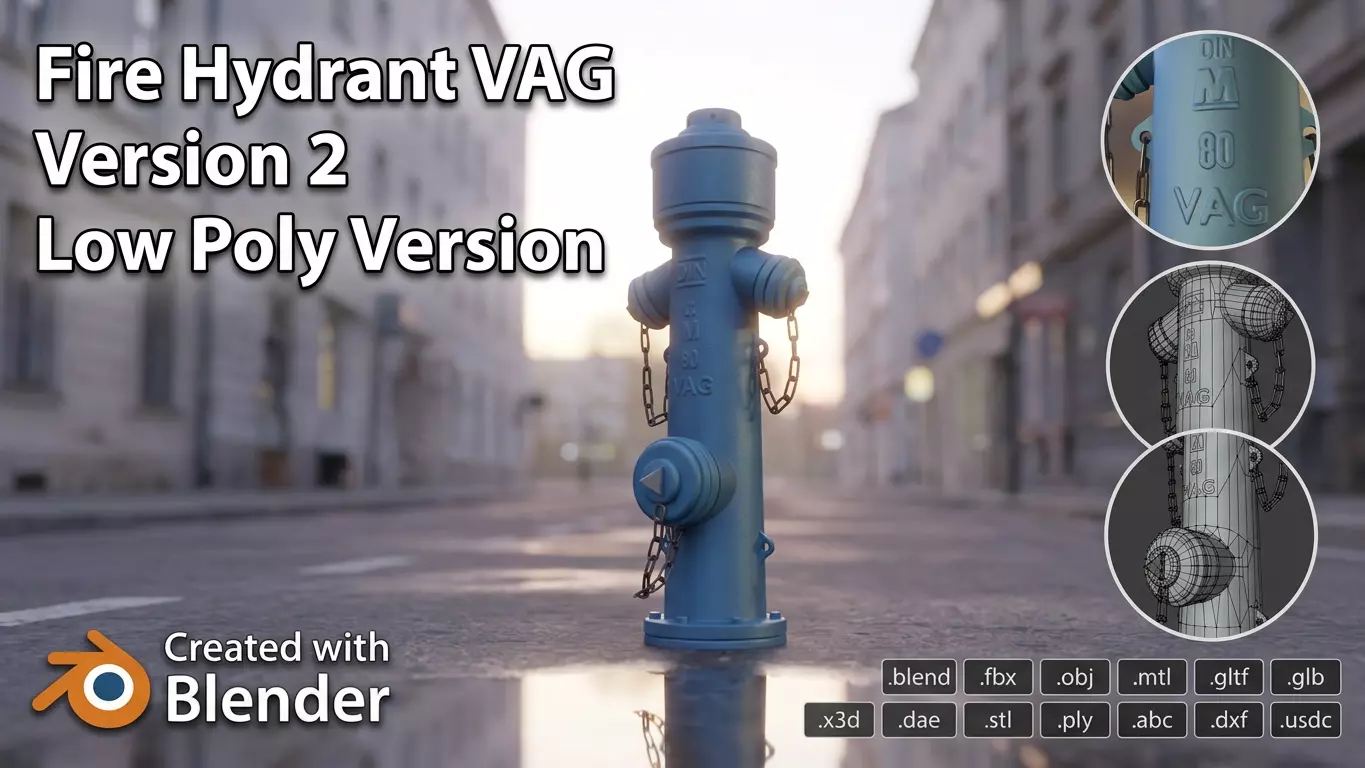 Fire Hydrant VAG Version -2- Low-Poly Version Low-poly 3D model