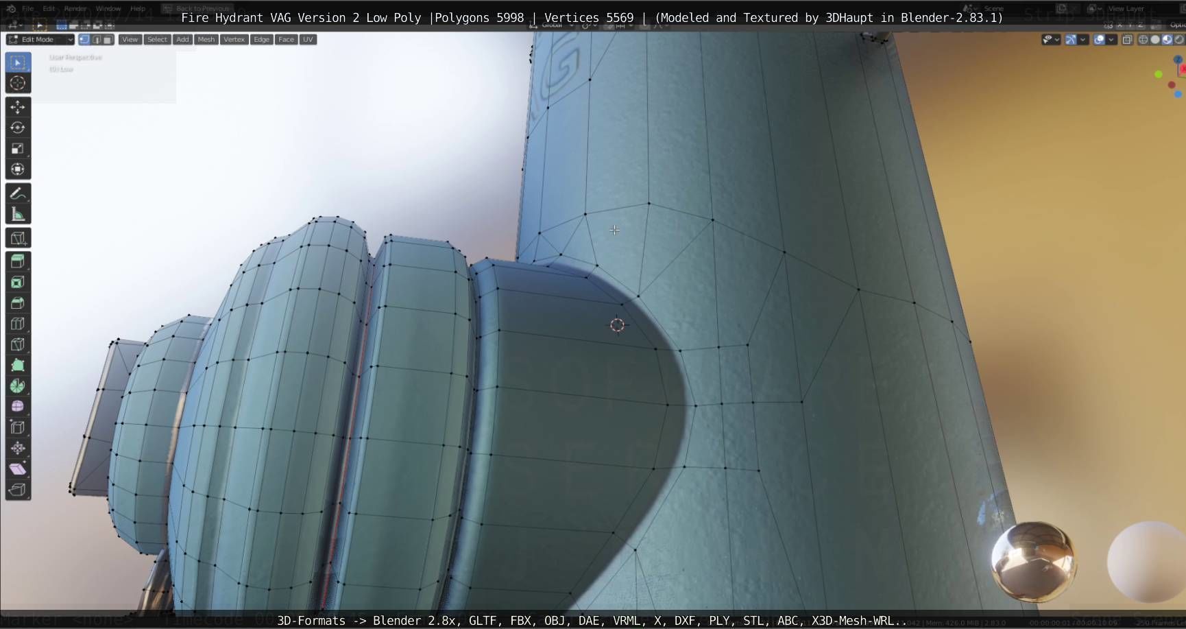   Fire Hydrant VAG Version -2- Low-Poly Version Low-poly 3D model_93