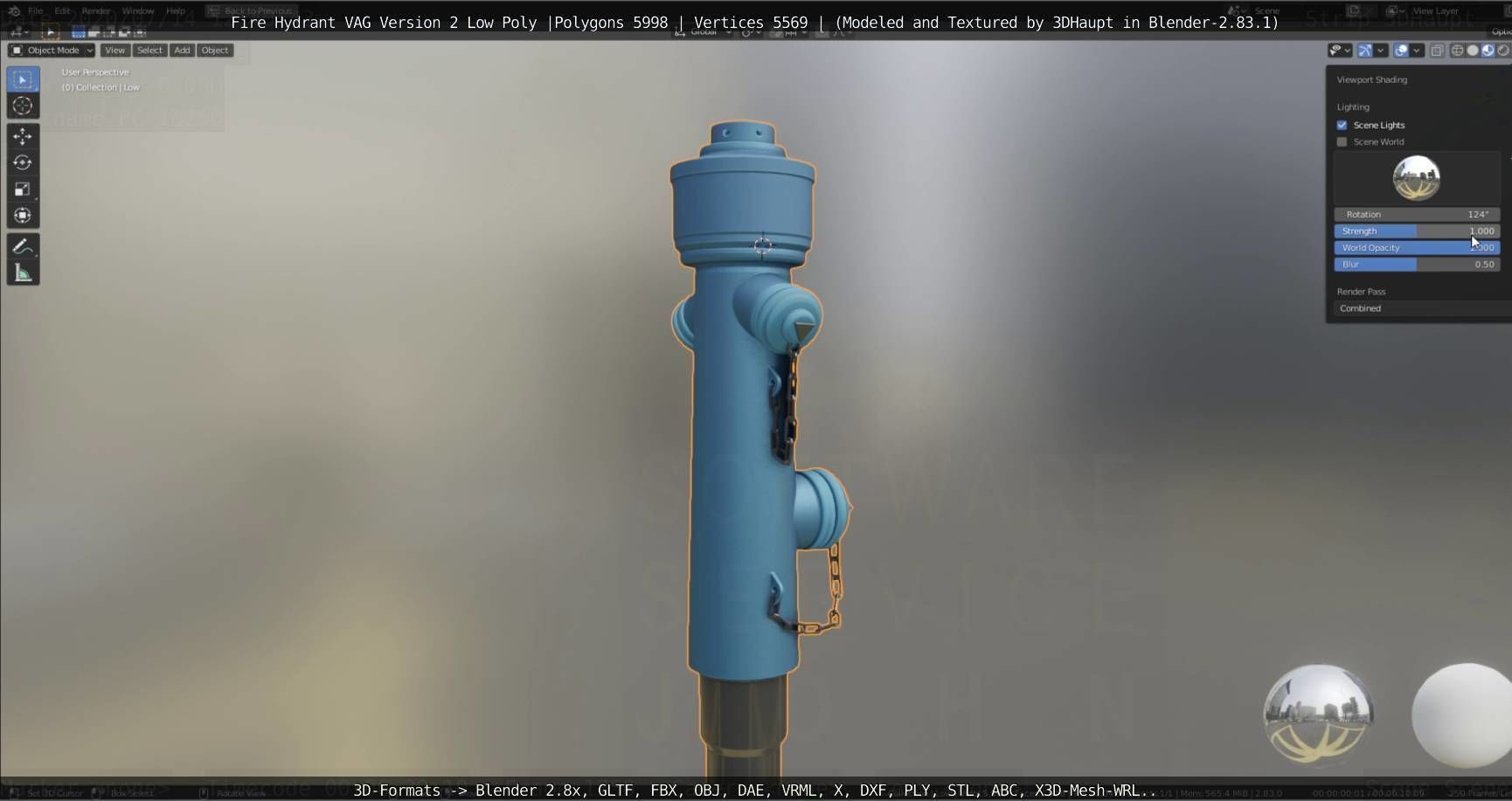   Fire Hydrant VAG Version -2- Low-Poly Version Low-poly 3D model_64