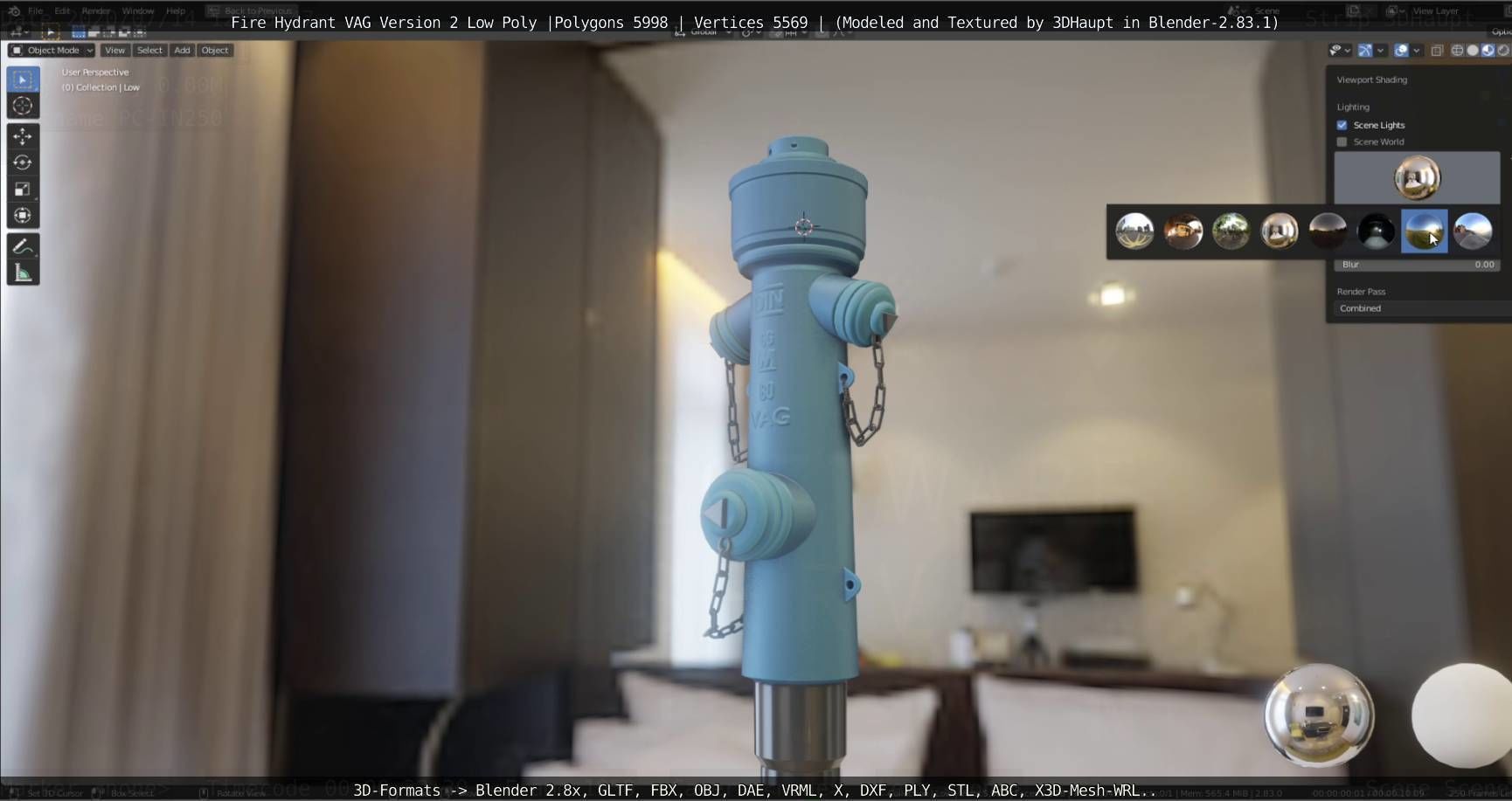   Fire Hydrant VAG Version -2- Low-Poly Version Low-poly 3D model_17