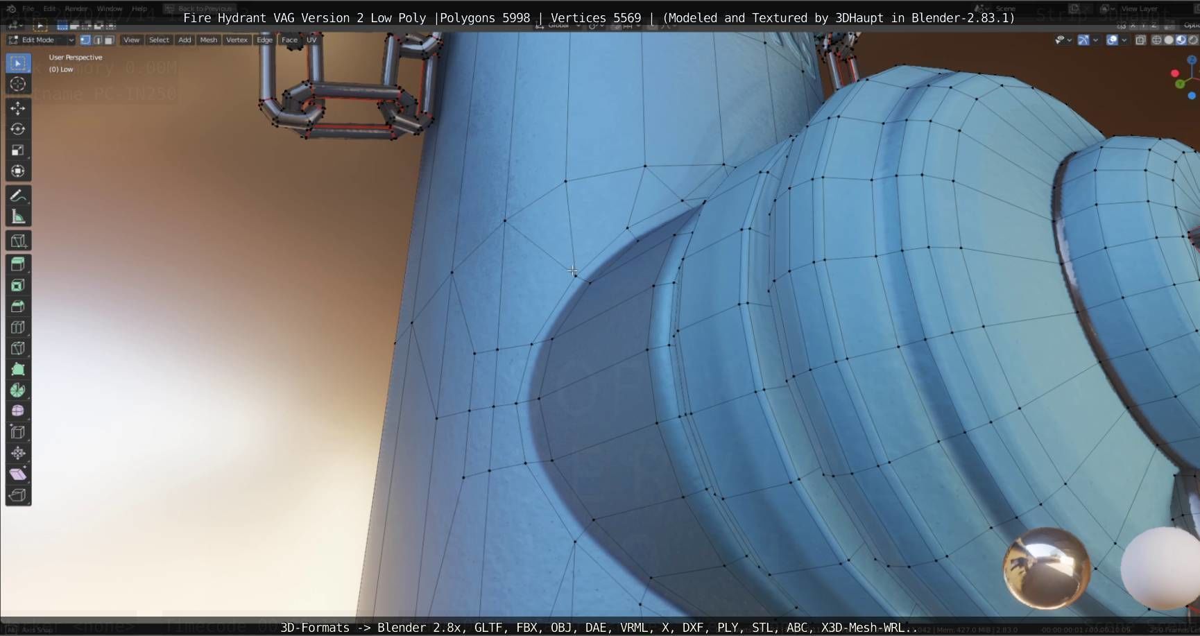   Fire Hydrant VAG Version -2- Low-Poly Version Low-poly 3D model_98