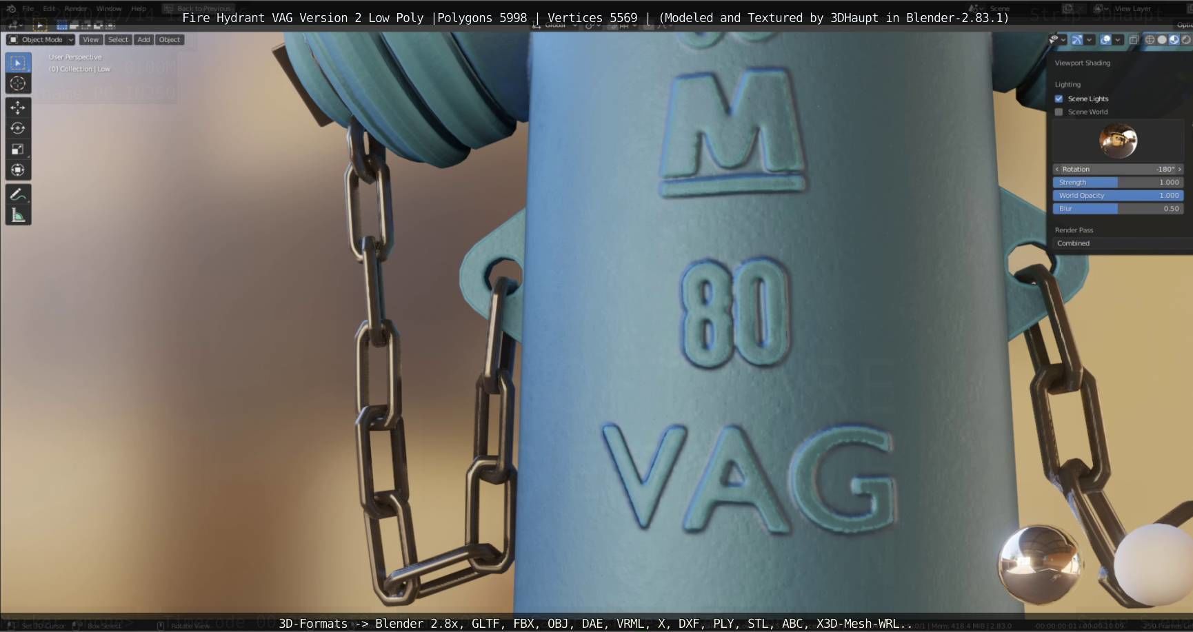   Fire Hydrant VAG Version -2- Low-Poly Version Low-poly 3D model_38