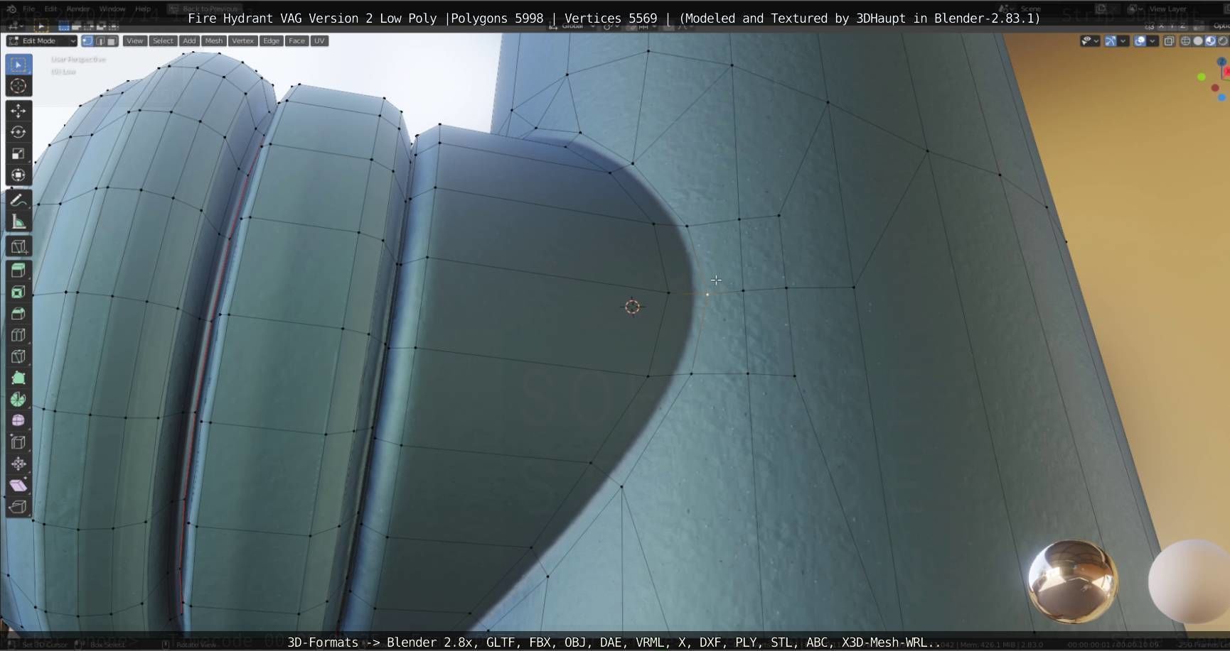   Fire Hydrant VAG Version -2- Low-Poly Version Low-poly 3D model_95