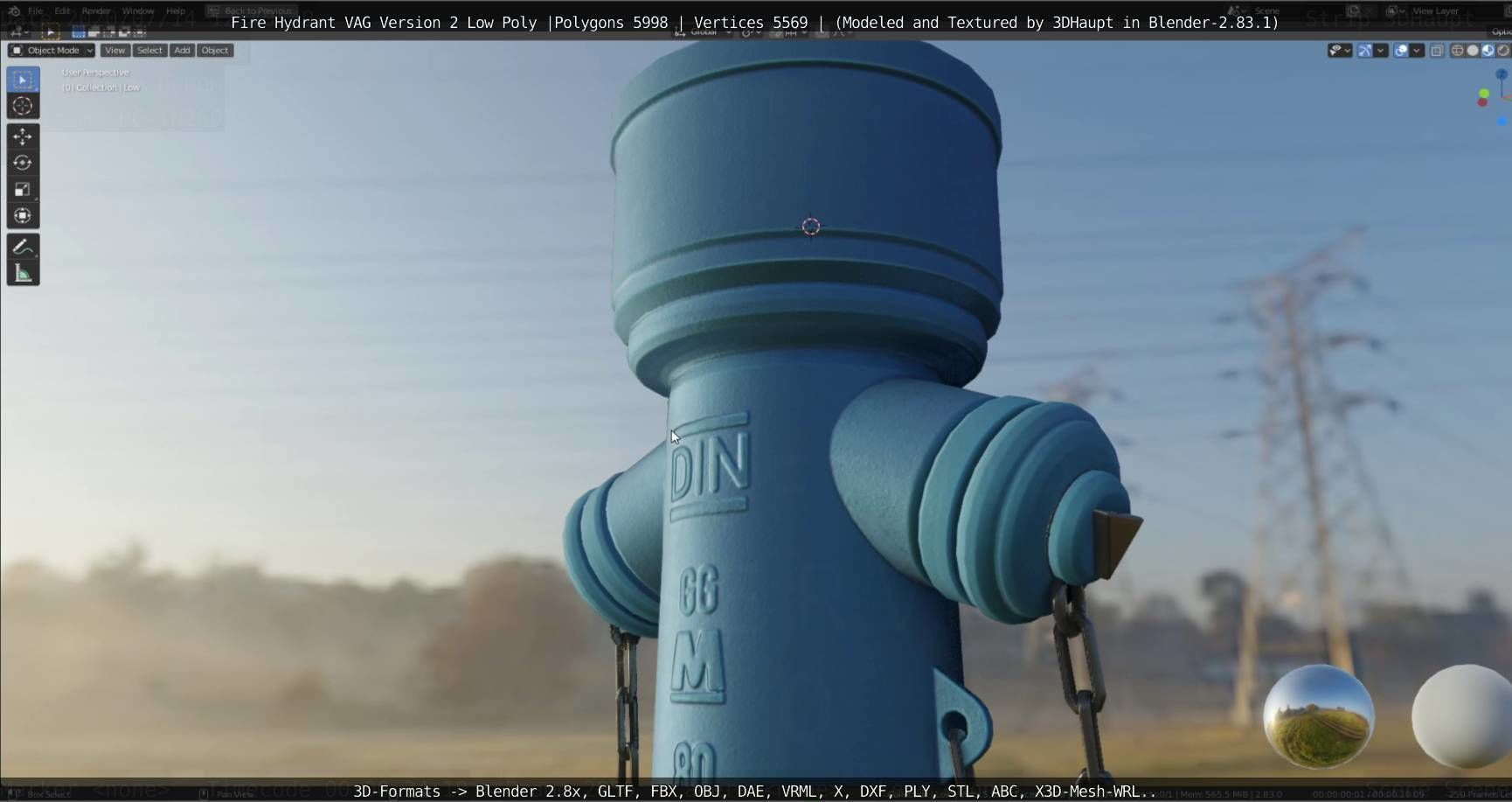   Fire Hydrant VAG Version -2- Low-Poly Version Low-poly 3D model_129