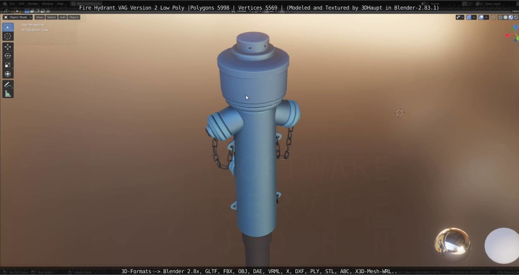   Fire Hydrant VAG Version -2- Low-Poly Version Low-poly 3D model_84
