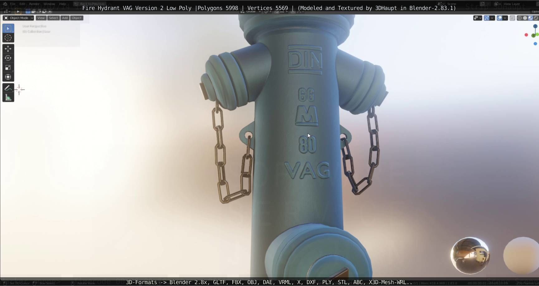   Fire Hydrant VAG Version -2- Low-Poly Version Low-poly 3D model_47