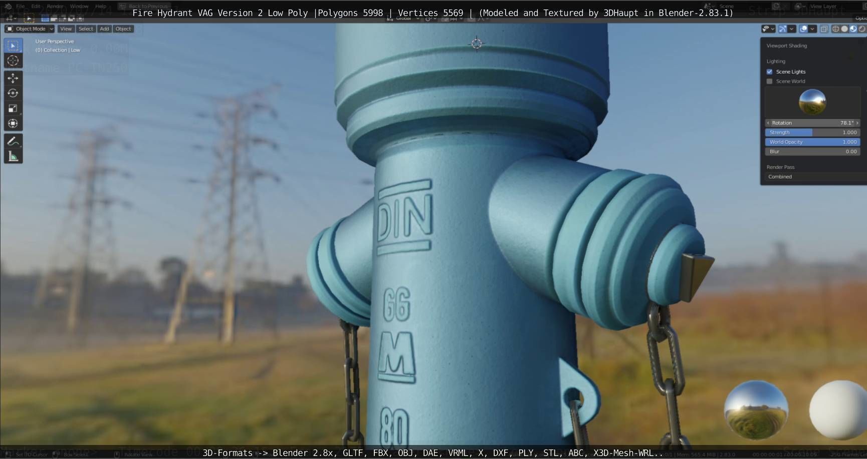   Fire Hydrant VAG Version -2- Low-Poly Version Low-poly 3D model_21