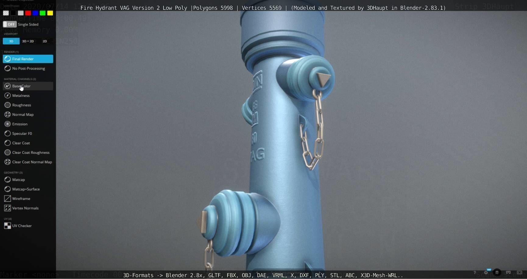   Fire Hydrant VAG Version -2- Low-Poly Version Low-poly 3D model_79