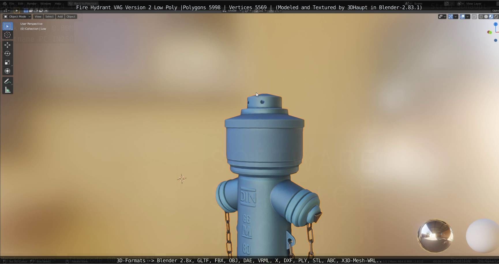   Fire Hydrant VAG Version -2- Low-Poly Version Low-poly 3D model_110