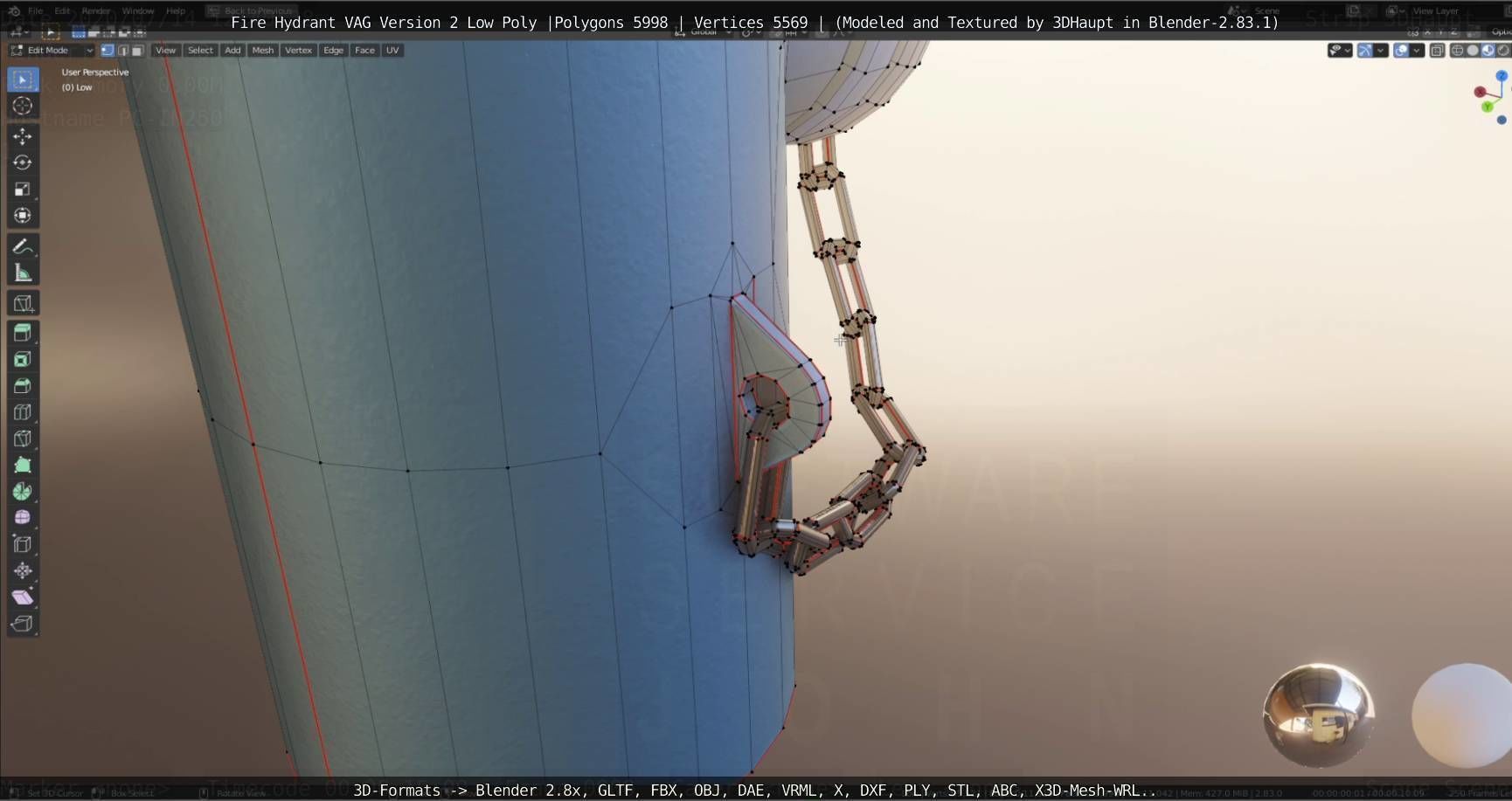   Fire Hydrant VAG Version -2- Low-Poly Version Low-poly 3D model_54