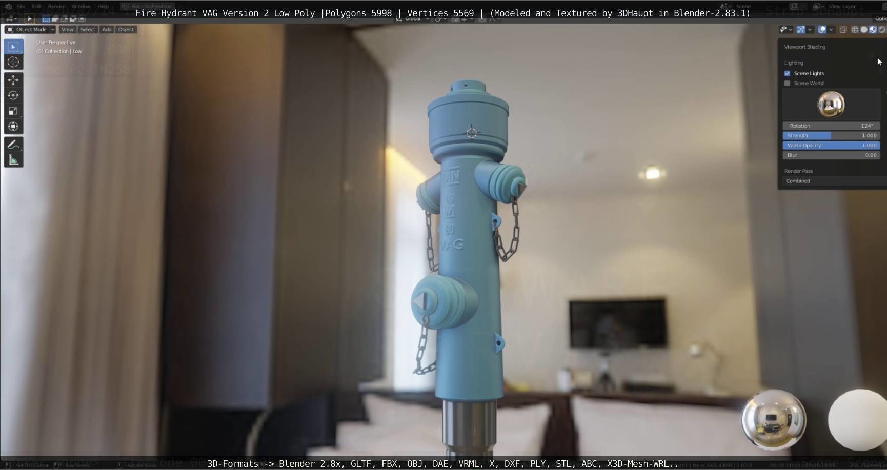   Fire Hydrant VAG Version -2- Low-Poly Version Low-poly 3D model_127