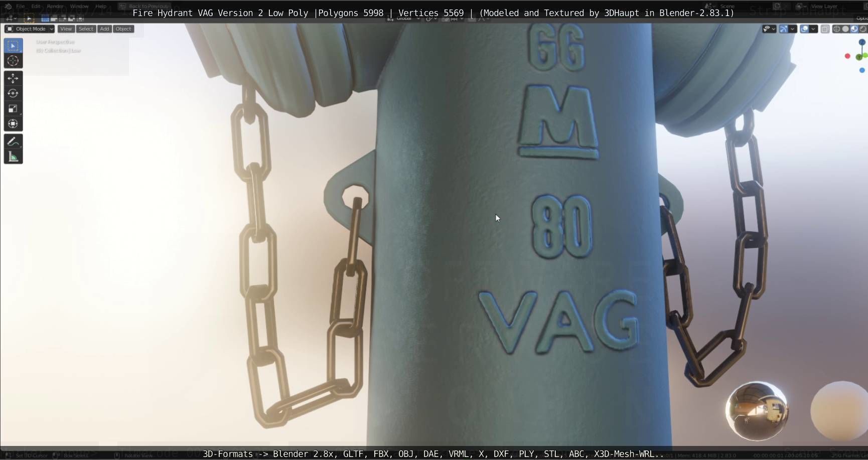   Fire Hydrant VAG Version -2- Low-Poly Version Low-poly 3D model_34