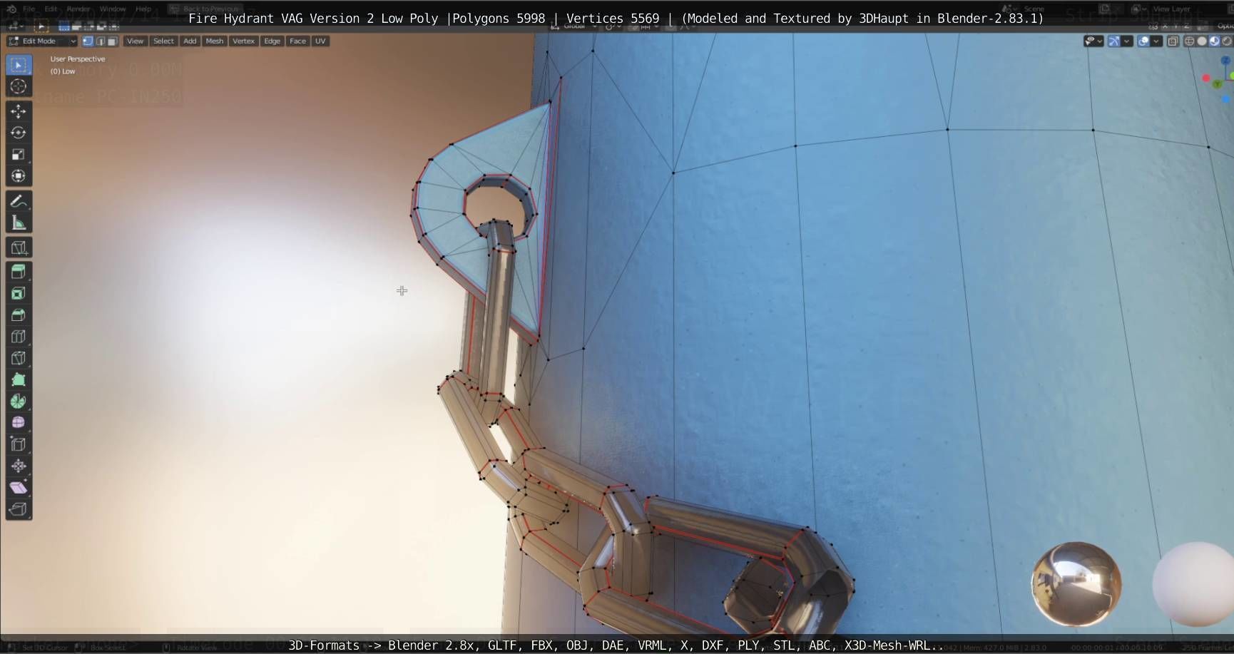   Fire Hydrant VAG Version -2- Low-Poly Version Low-poly 3D model_52