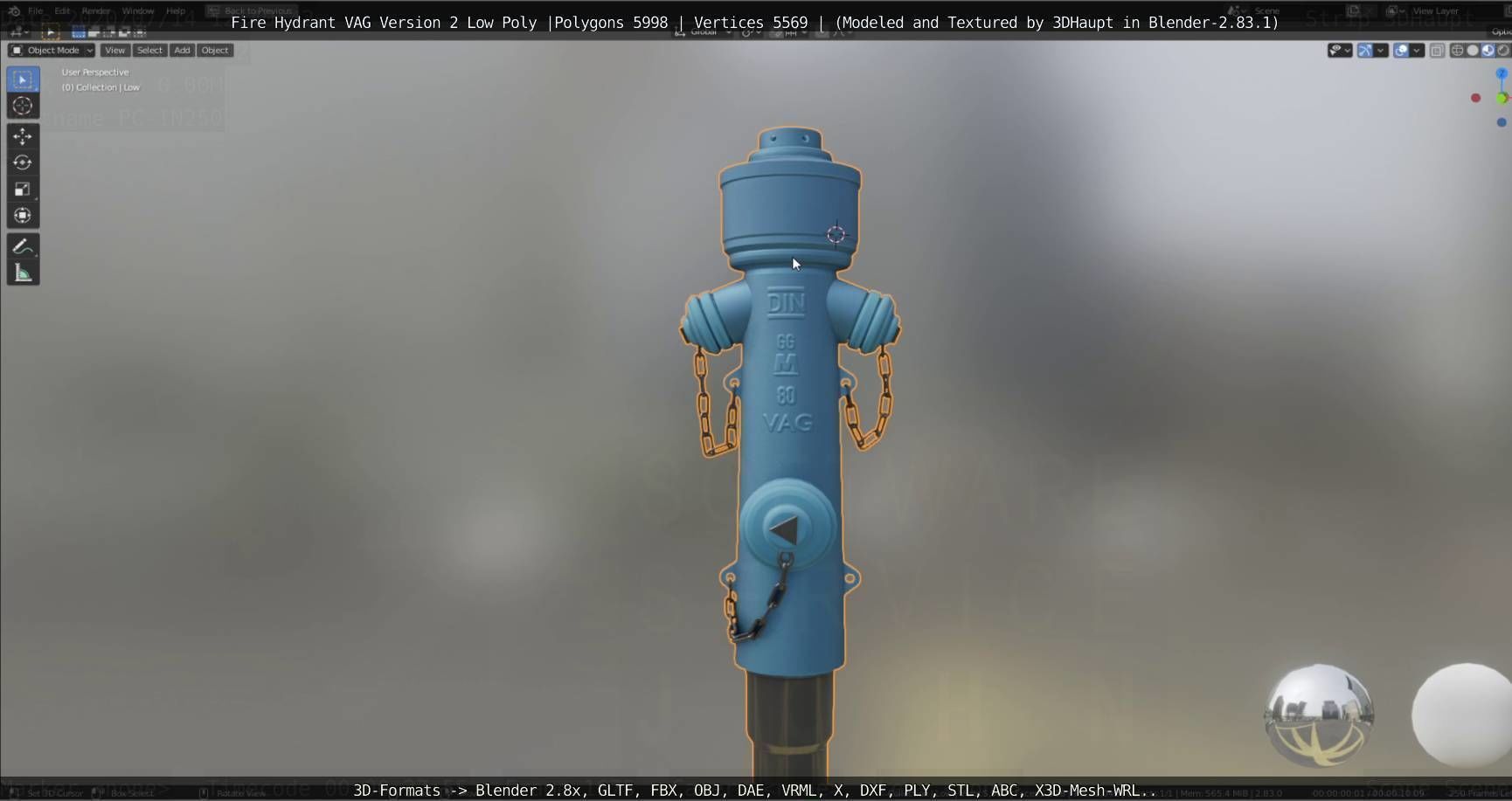   Fire Hydrant VAG Version -2- Low-Poly Version Low-poly 3D model_120