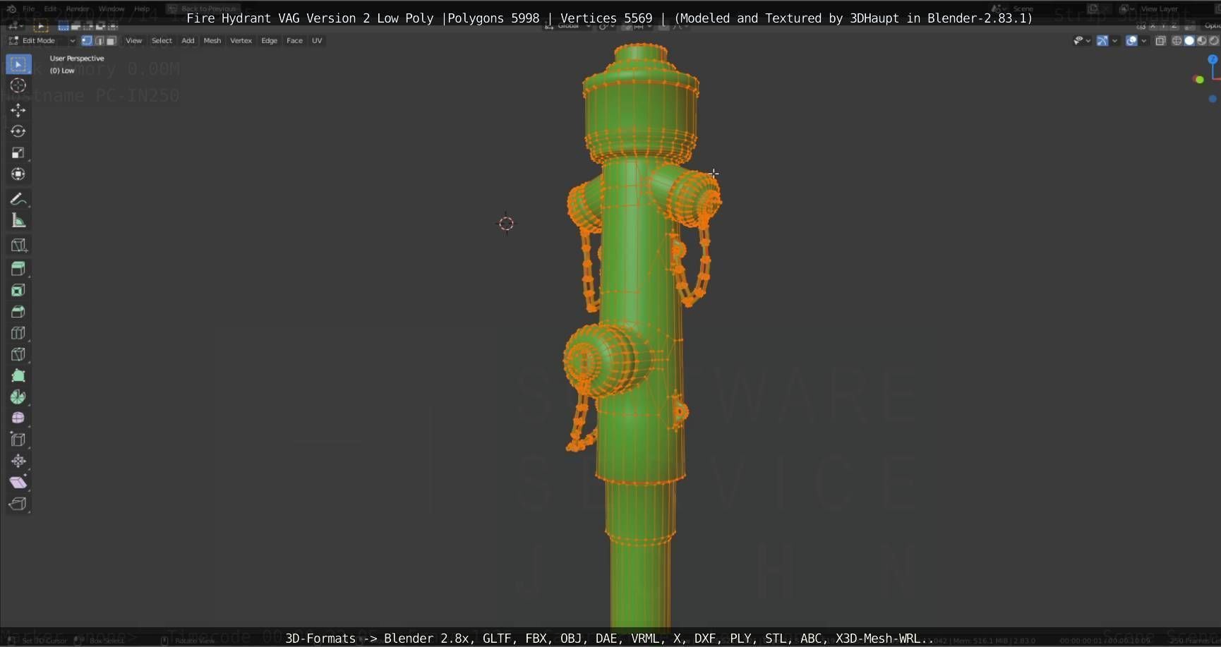   Fire Hydrant VAG Version -2- Low-Poly Version Low-poly 3D model_15