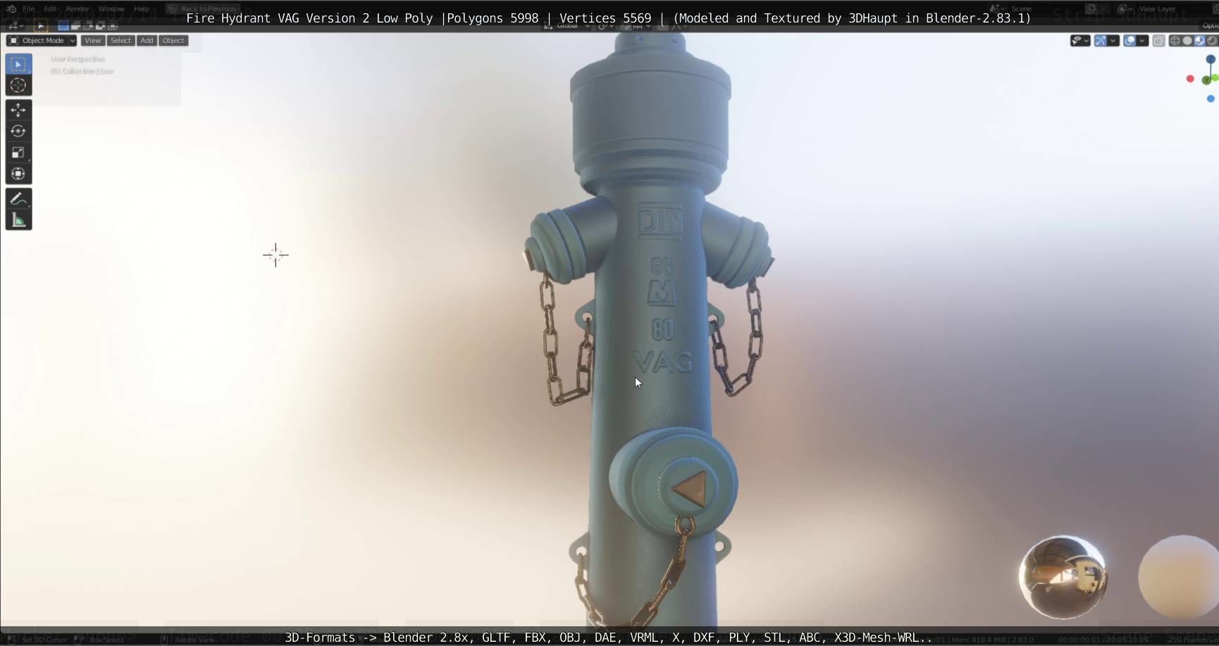  Fire Hydrant VAG Version -2- Low-Poly Version Low-poly 3D model_35